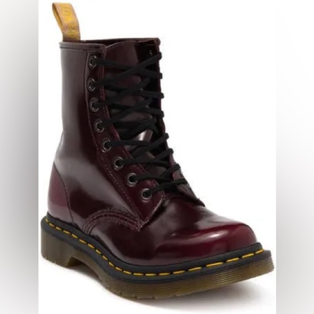 New Dr. Martens Women's bovver Boots, Burgundy Size 7 - Picture 3 of 10